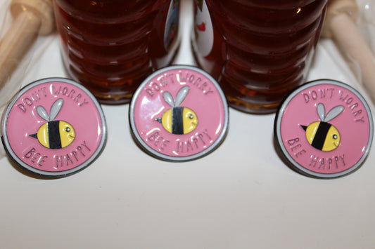 Don't Worry Bee Happy enamel hat pin